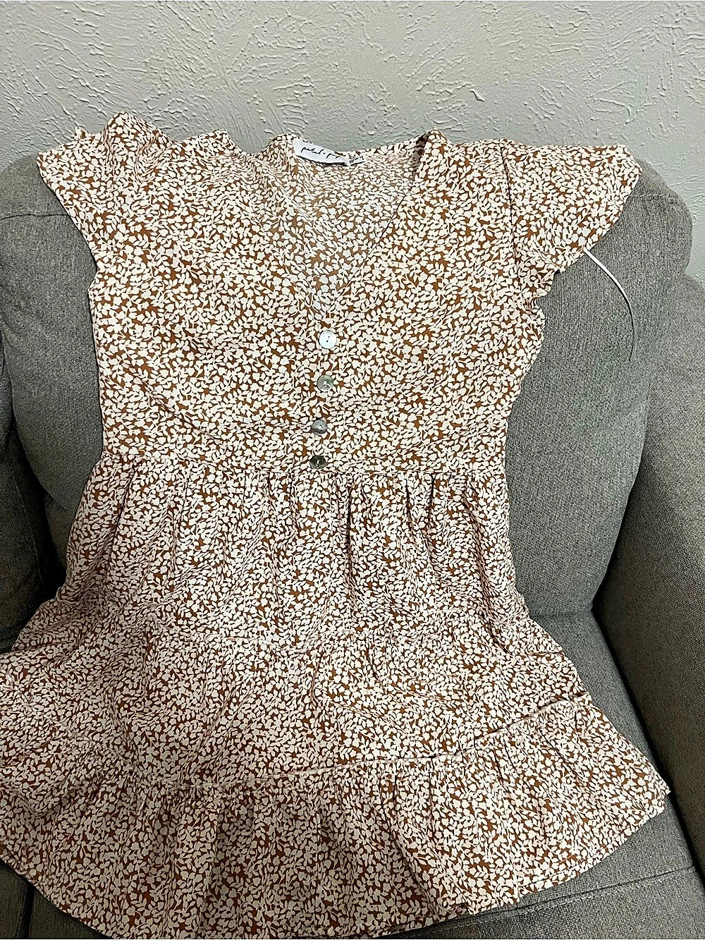 petal + pup Floral Mini Dress in Brown & White Size AU/UK 16
